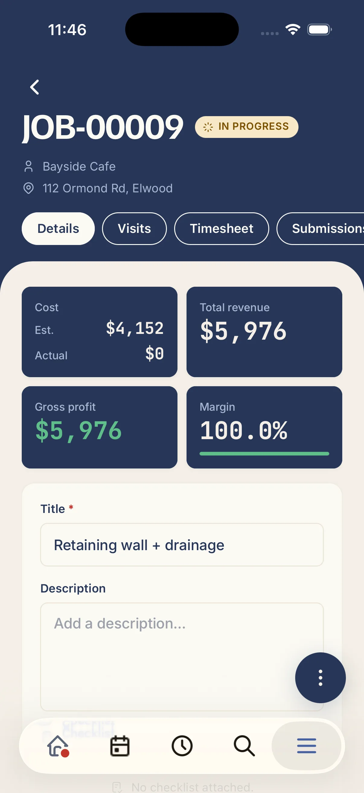A job open in the Kelpie app on a phone